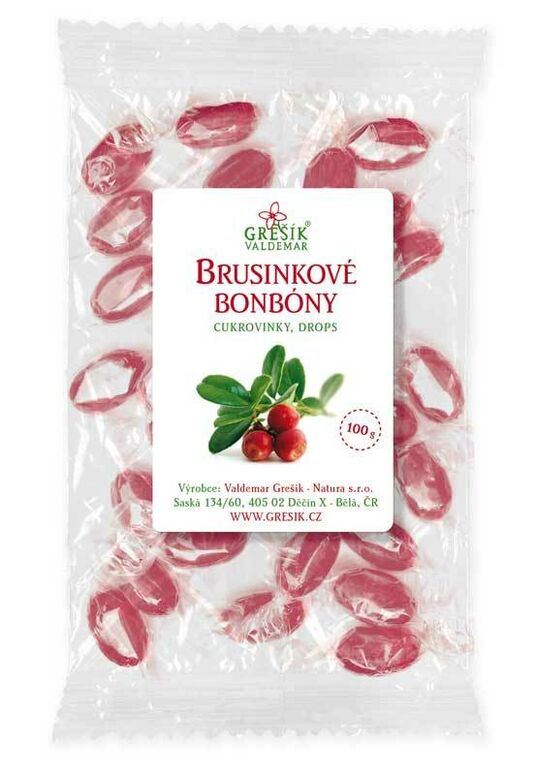 Brusinkové - bylinné bonbóny Grešík 100 g 