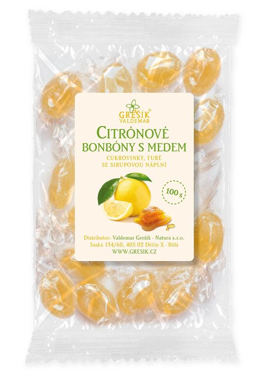 Citronové s medem - bylinné bonbóny Grešík 100 g 