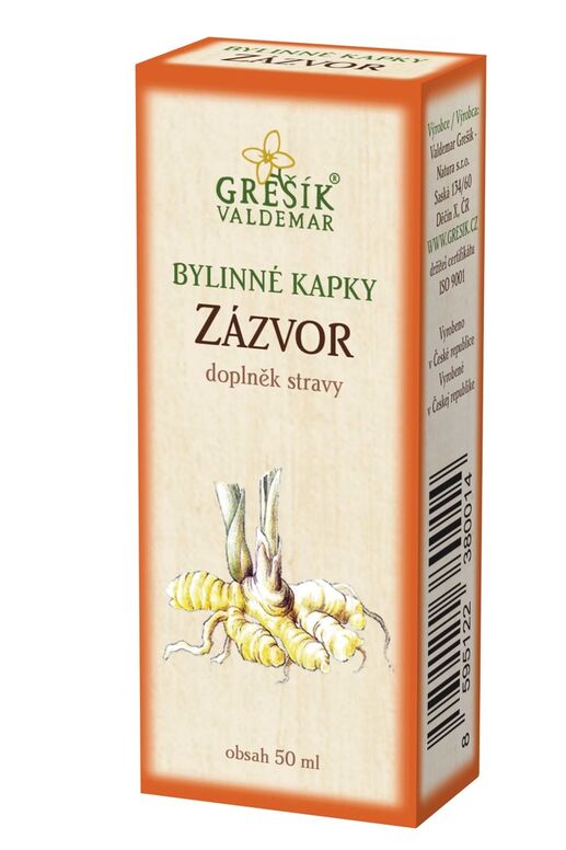 Zázvor - bylinné kapky Grešík 50 ml 